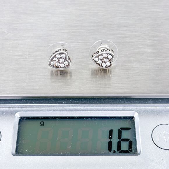 Vintage Sterling Silver Heart Earrings 1cm | Cubic Zirconia Studs | Romance - Picture 8 of 8